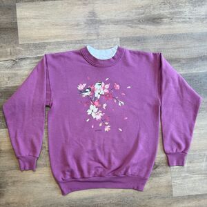 Vintage Morning Sun Mock Neck Birds Hummingbird Floral Sweatshirt